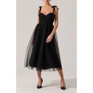 NWOT ASTR The Label Black Karyme Tie Strap MIDI Dress / Mult Sizes / Lace skirt